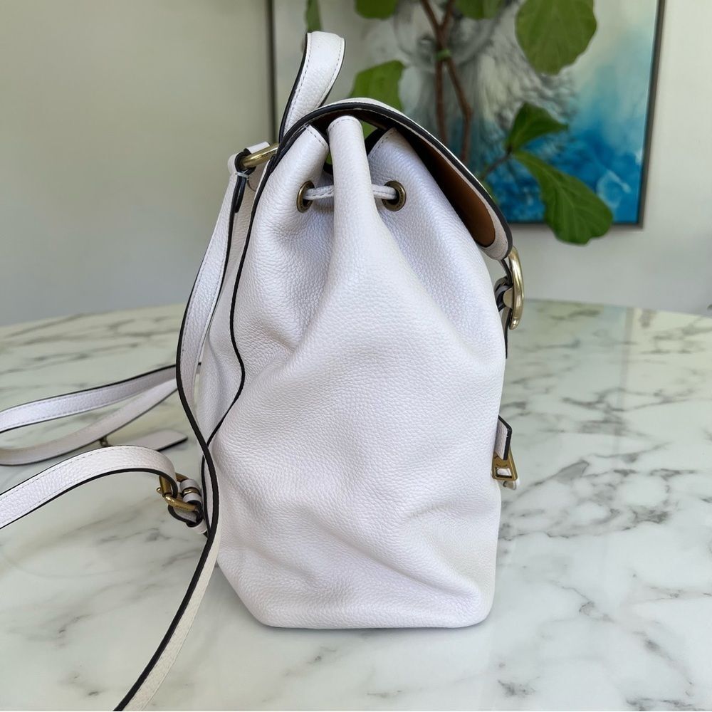 Coach Evie Polished Pebble Leather Backpack Chalk White Brass 68380 - Picture 3 of 16